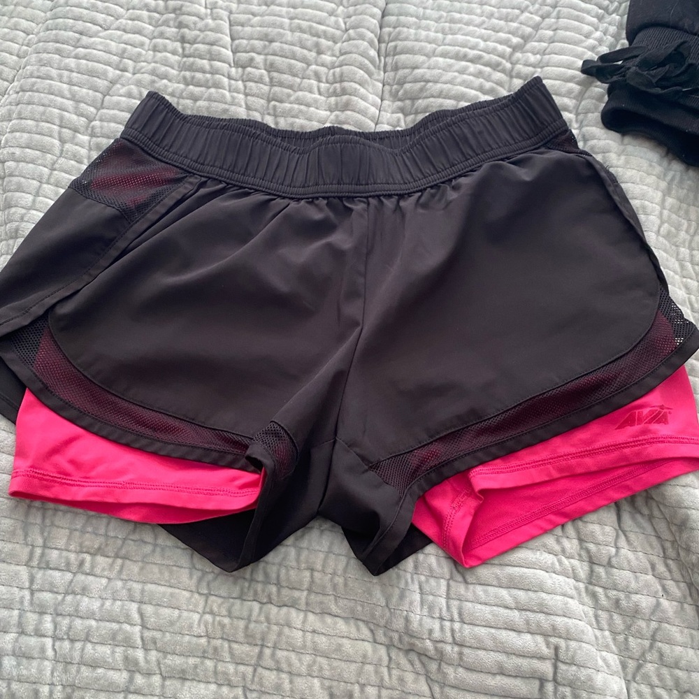 Black with hot pink spandex running shorts